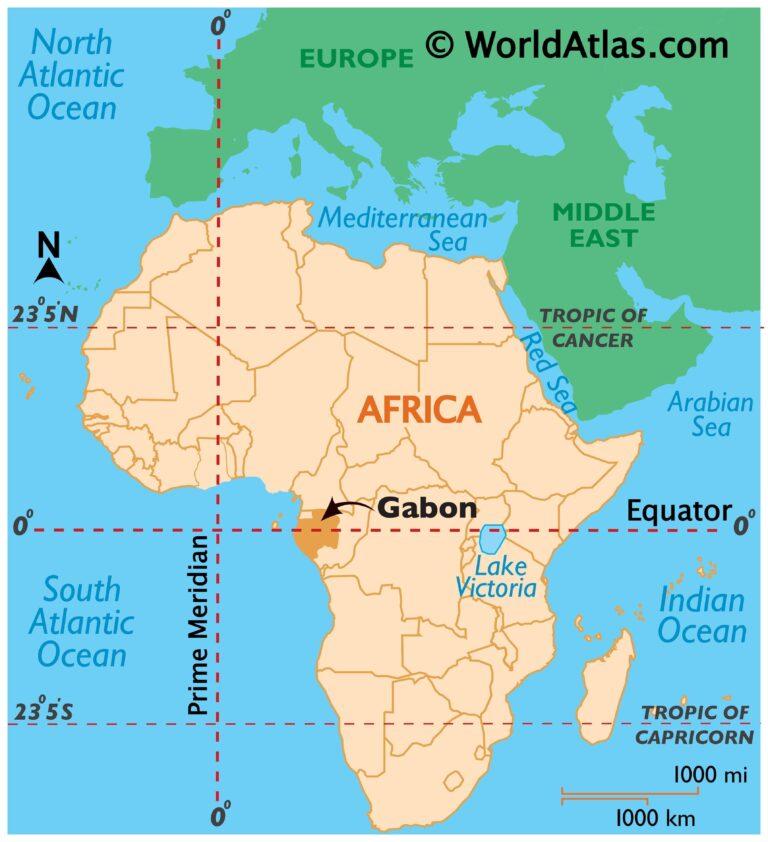 Map of Africa showing where Gabon is.
