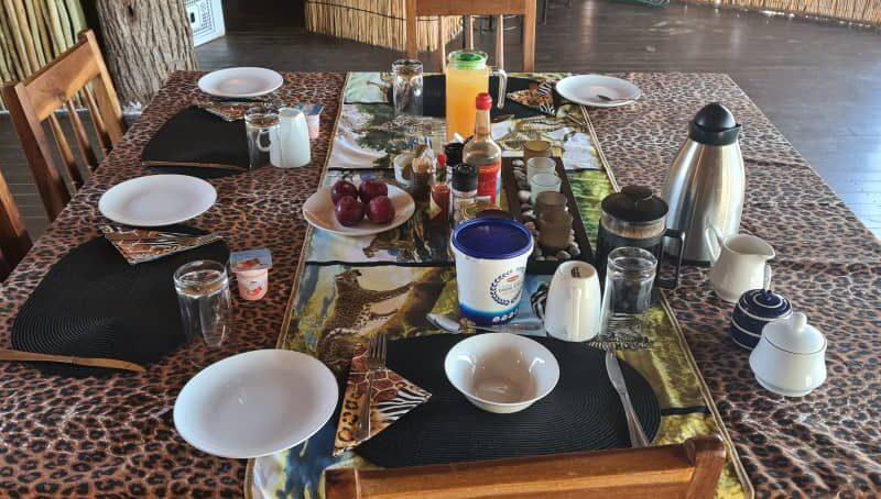 Breakfast items served on the Cape buffalo hunting safari
