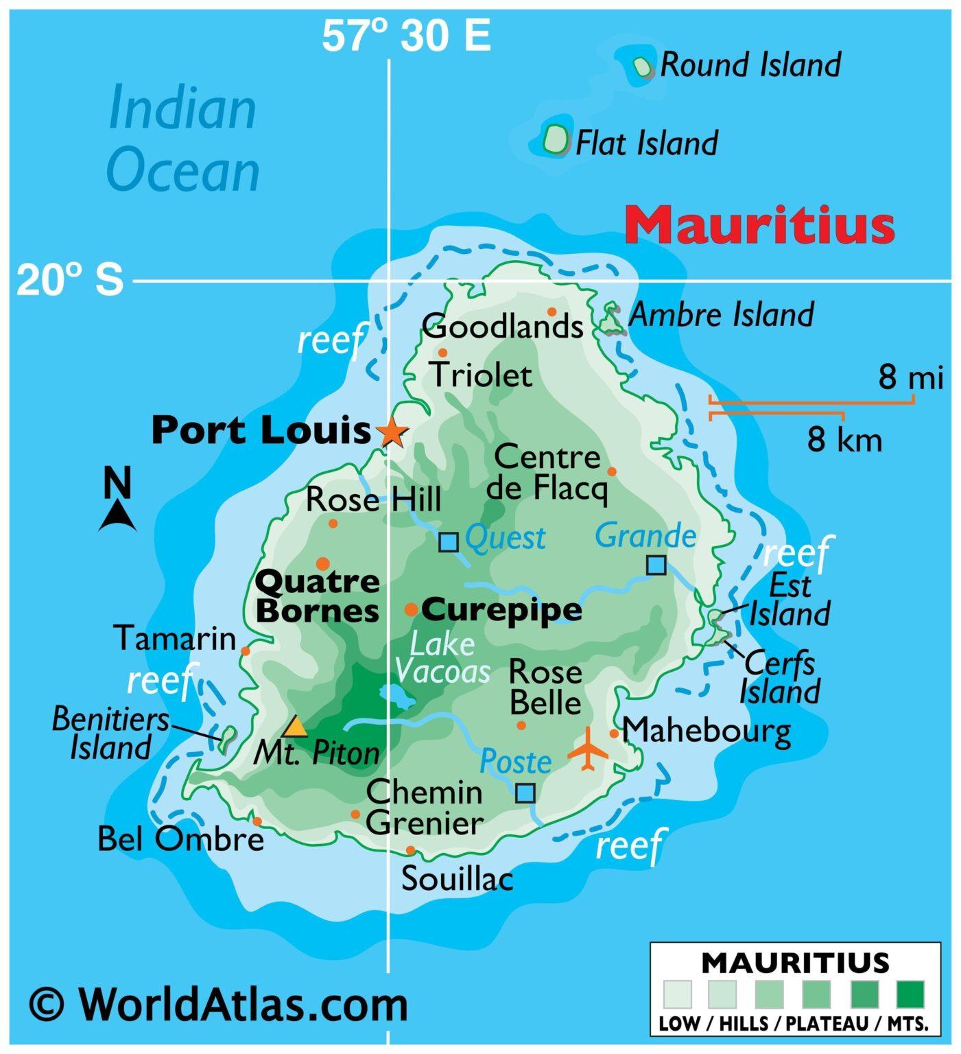 MAP OF MAURITIUS, COURTESY OF WORLDATLAS.COM