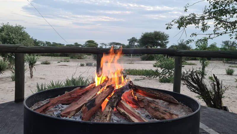 View of the Caprivi in the background, firepit in the foreground