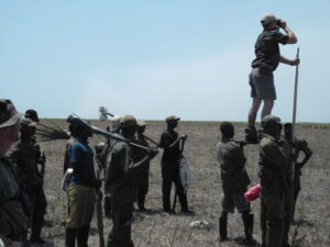 On our African hunt poles were used to lift people and scan the conditions ahead.