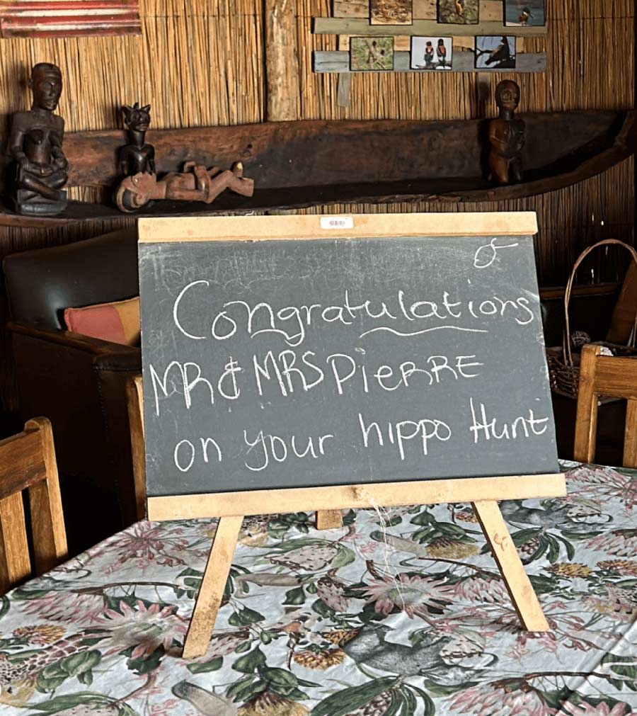 What a great welcome at the lodge, after a successful game hunting safari!