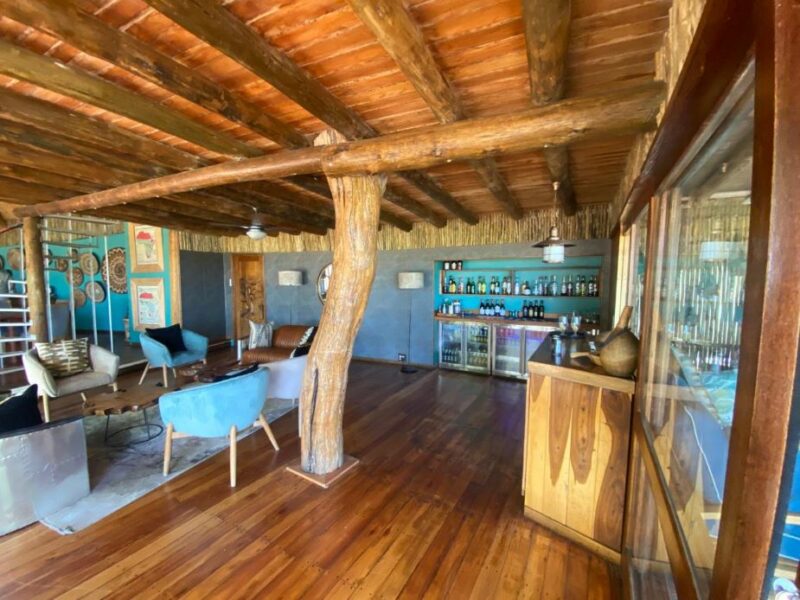 The interior of a luxury hunting lodge in Africa