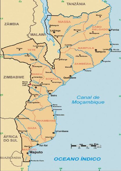 Map of Mozambique courtesy of “Research Gate”